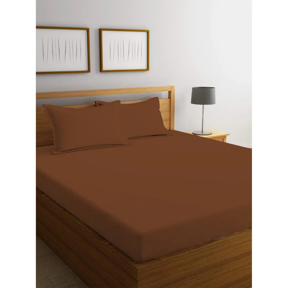 Cotton Home 3 Piece Super Soft Fitted Sheet Set Brown