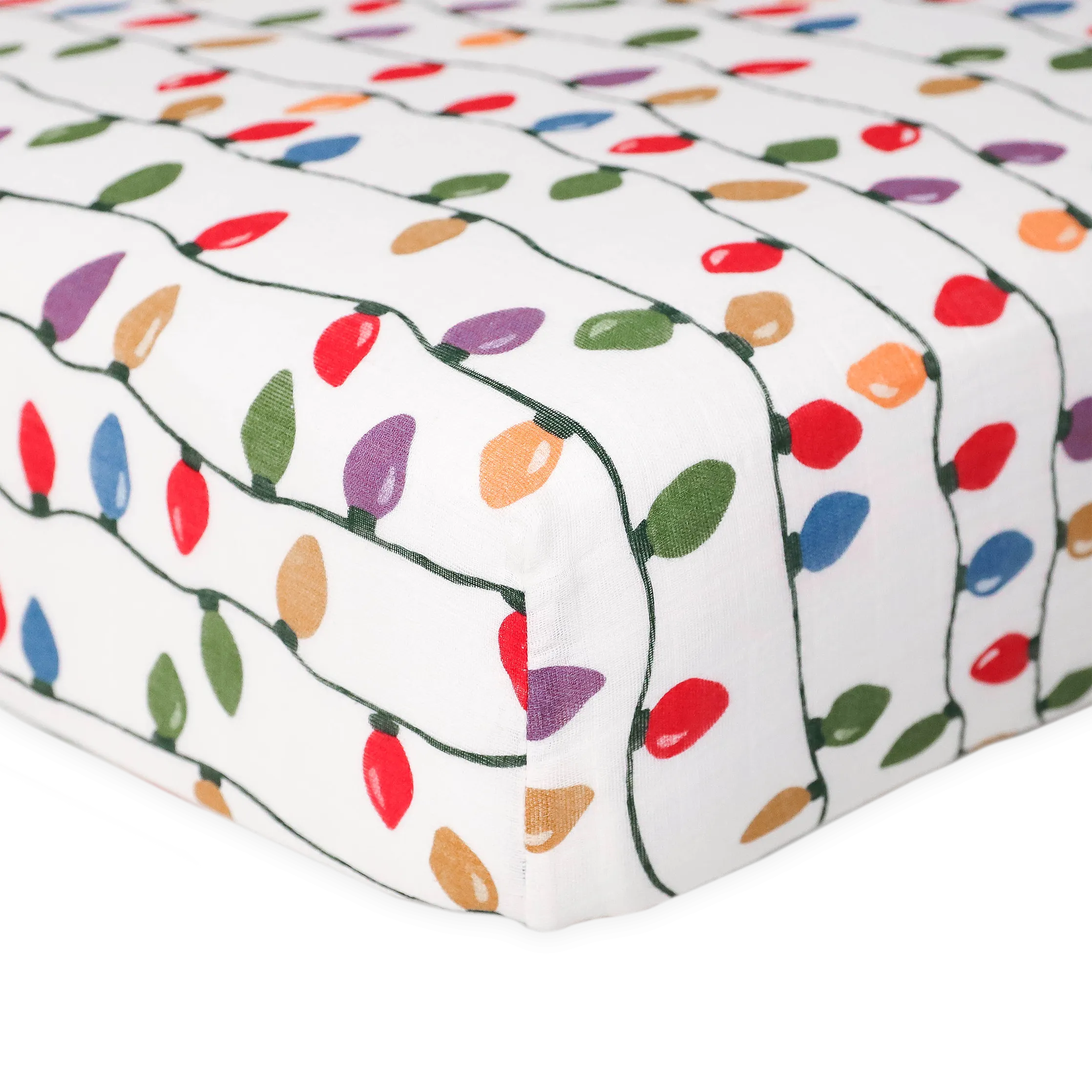 Cotton Muslin Crib Sheet - Christmas Bulbs