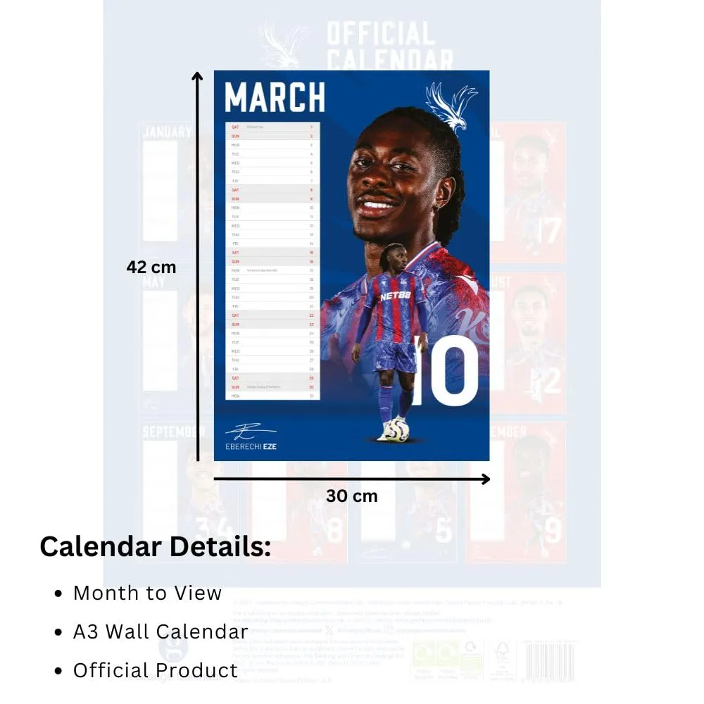 Crystal Palace FC Official 2025 A3 Calendar