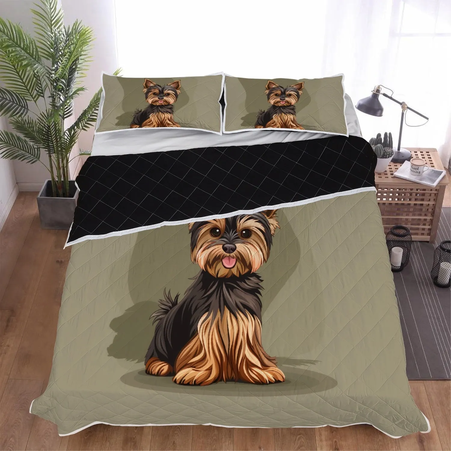 Cute Yorkie Bed Set