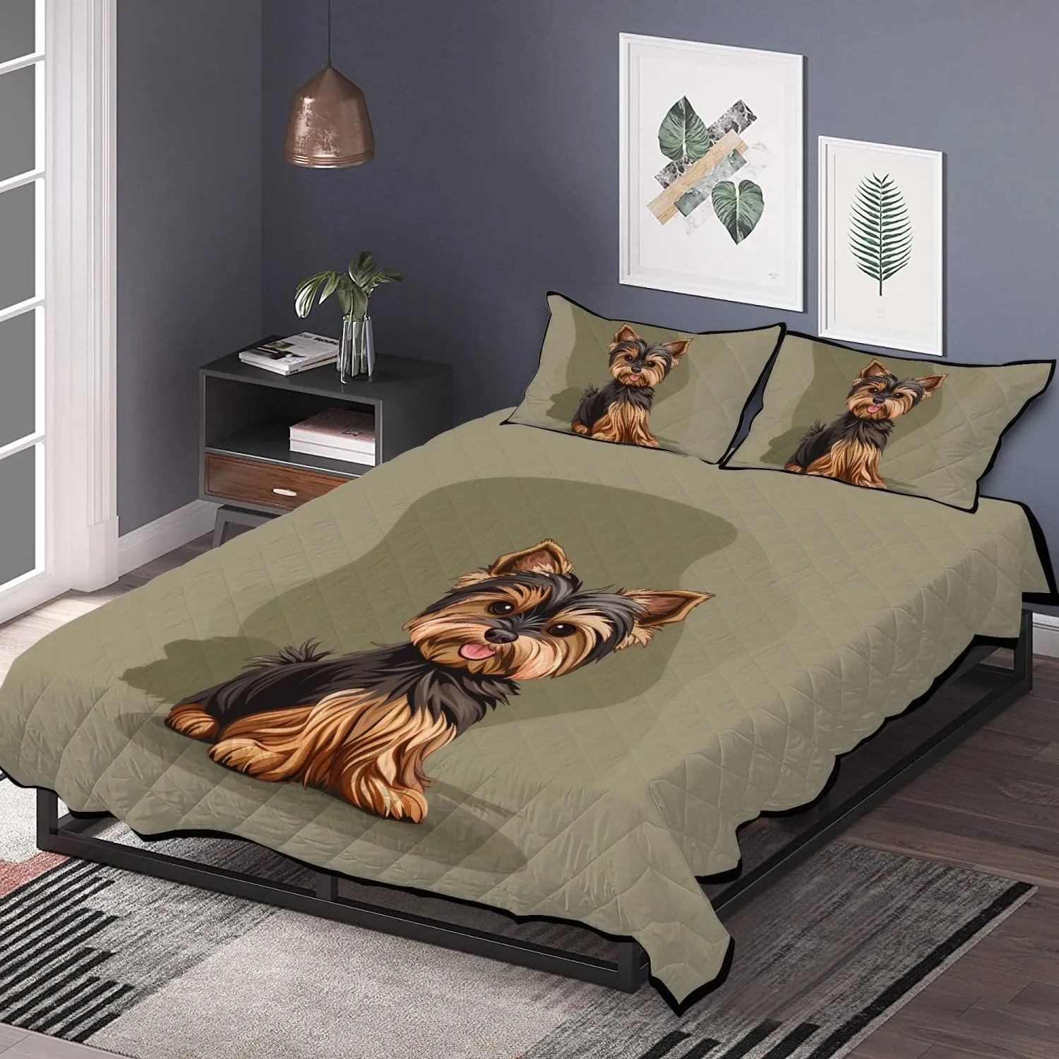 Cute Yorkie Bed Set