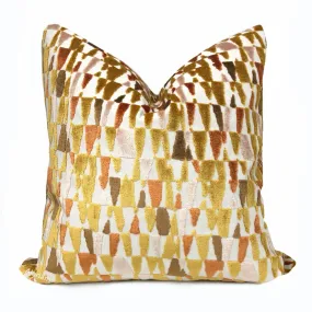 Cyrus II Gold Orange Brown Cream Velvet Pillow Cover