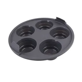 Daily Bake Silicone Round Air Fryer 5 Cup Muffin Pan Charcoal 22cm