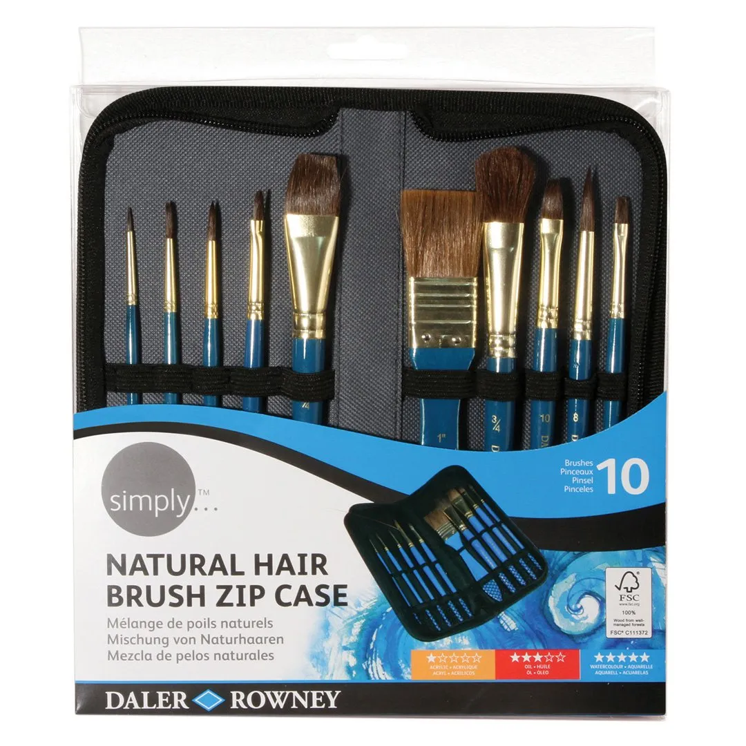 Daler Rowney Simply Natural Hair Brush Set With Zip Case