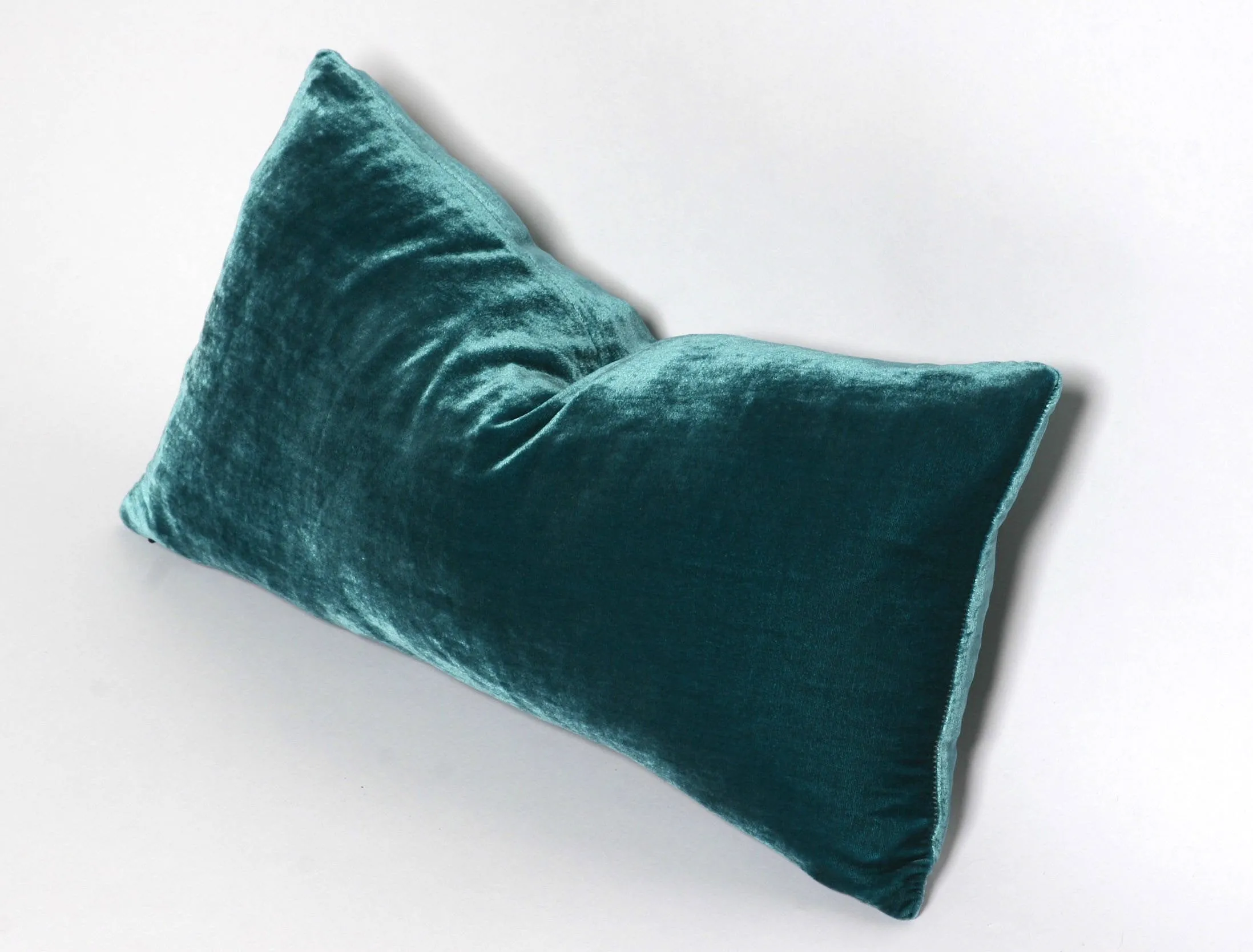 Dark Teal Real Silk Velvet Zipper Pillow Cover / Expensive Dark Blue Velvet Cushion cover / Solid High End Velvet pillow cover