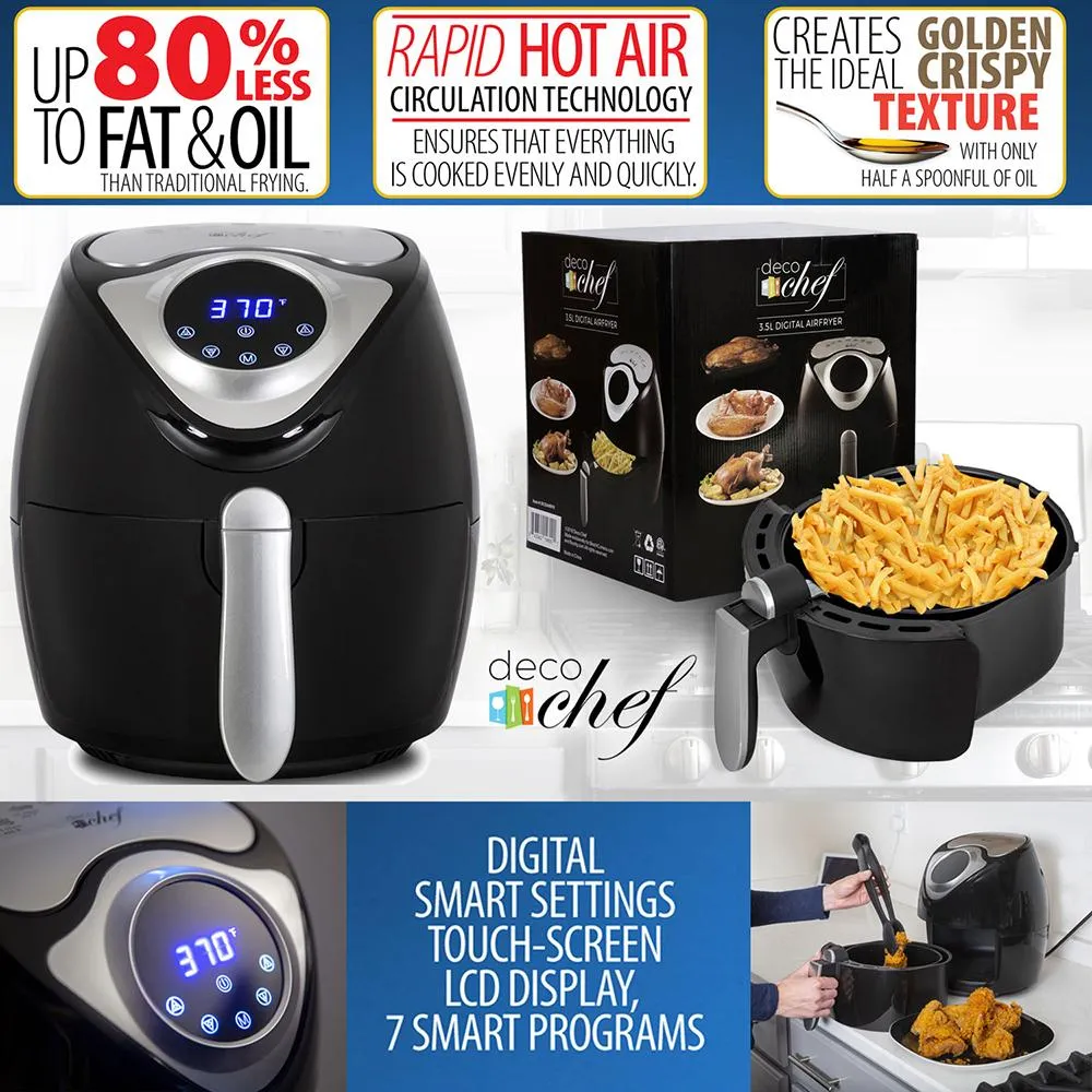 Deco Chef 3.7QT Electric Oil-Free Digital Air Fryer for Healthy Frying - Open Box