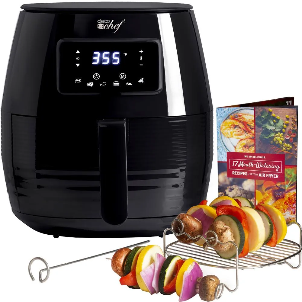 Deco Chef Digital 5.8QT Electric Air Fryer Black with 1 Year Extended Warranty