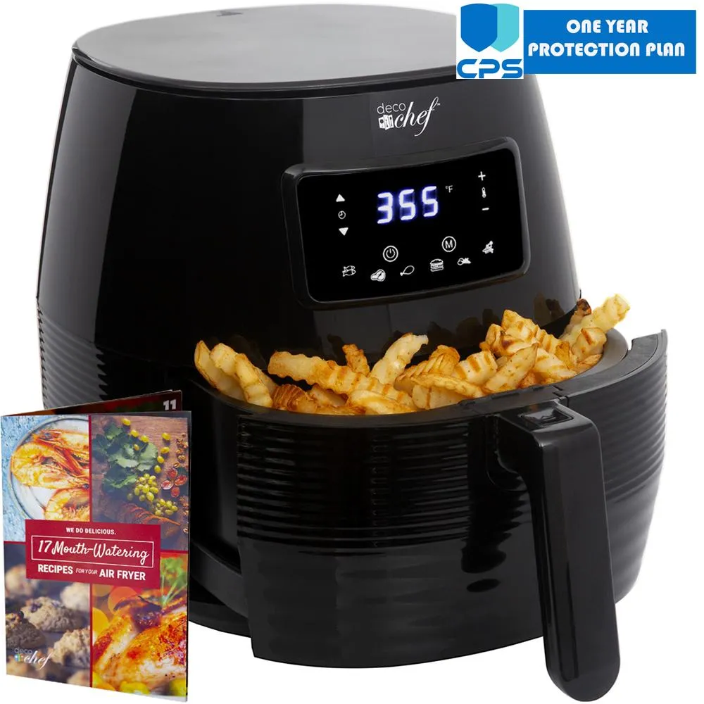 Deco Chef Digital 5.8QT Electric Air Fryer Black with 1 Year Extended Warranty