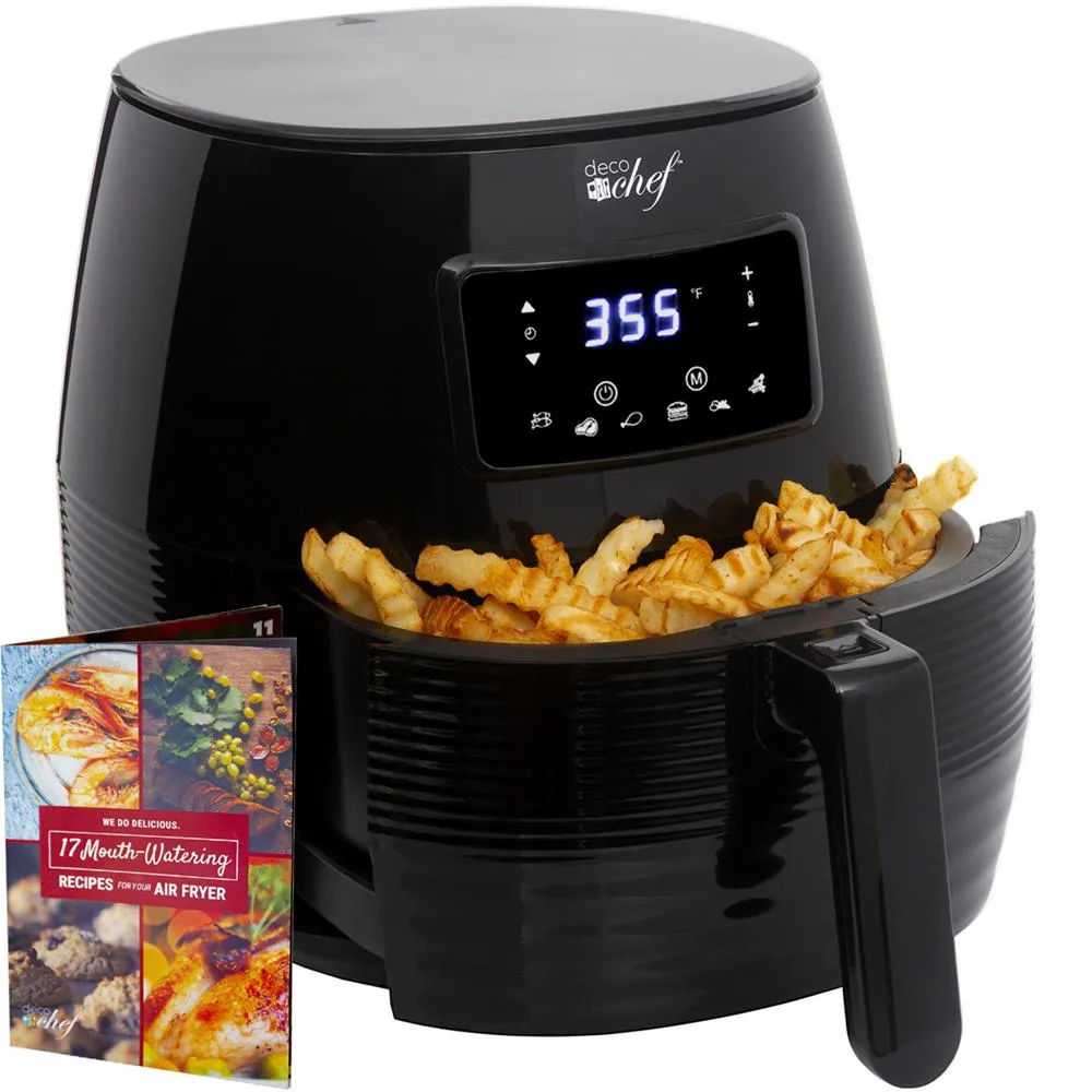 Deco Chef Digital 5.8QT Electric Air Fryer Black with 1 Year Extended Warranty