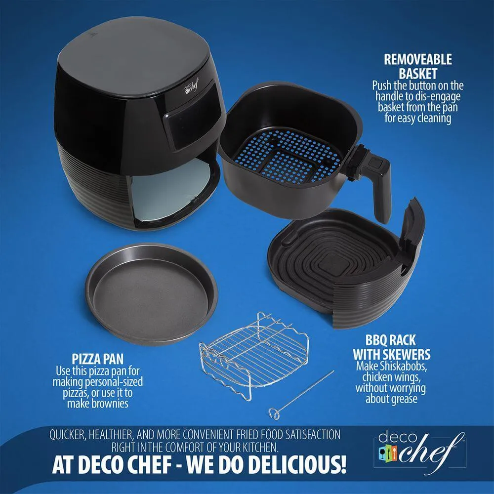 Deco Chef Digital 5.8QT Electric Air Fryer (Black) with Gourmet 12-Piece Knife Set