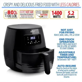 Deco Chef Digital 5.8QT Electric Air Fryer (Black) with Gourmet 12-Piece Knife Set