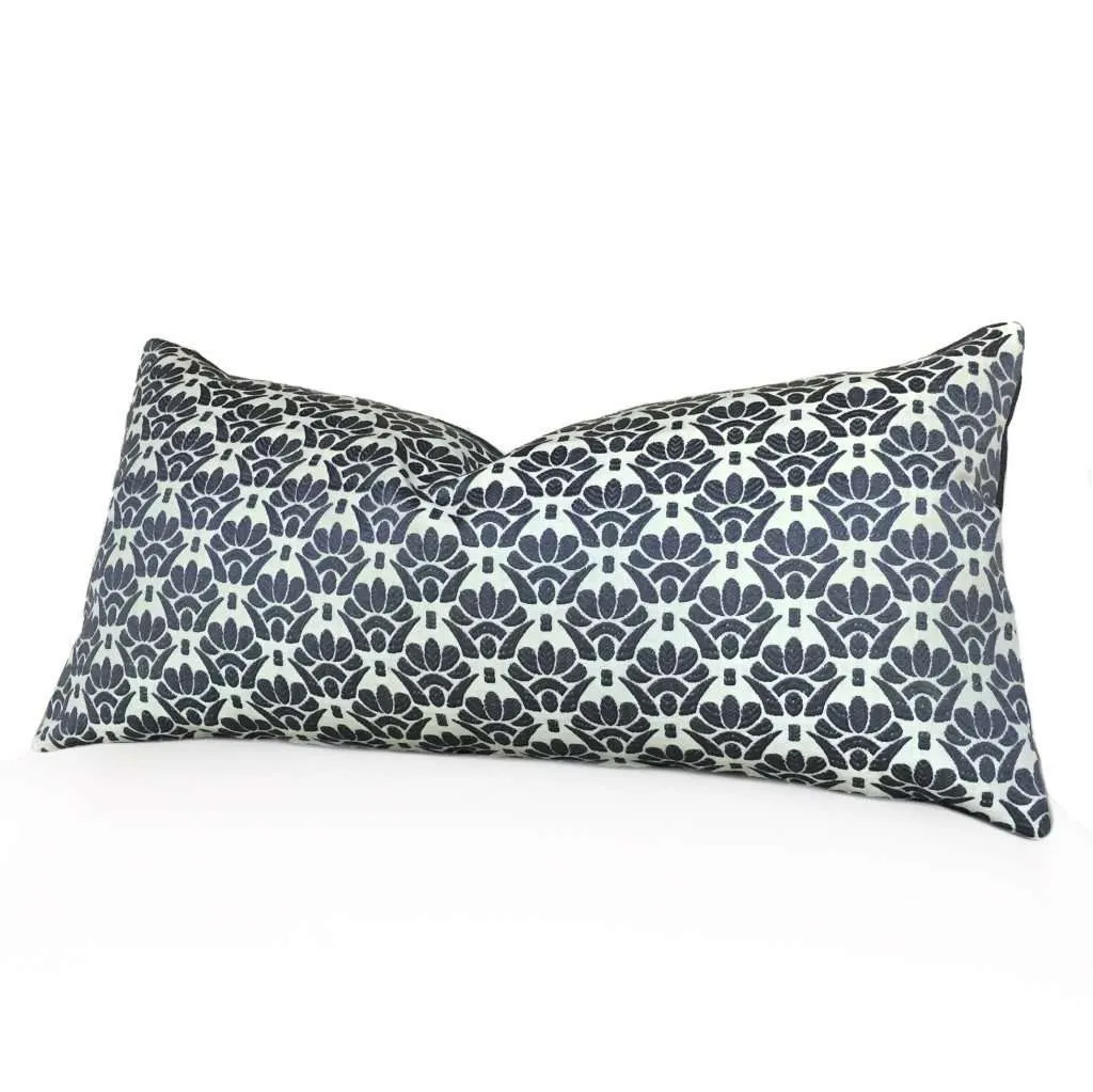 Designer Dark Gray Cream Floral Motif Pillow Cover