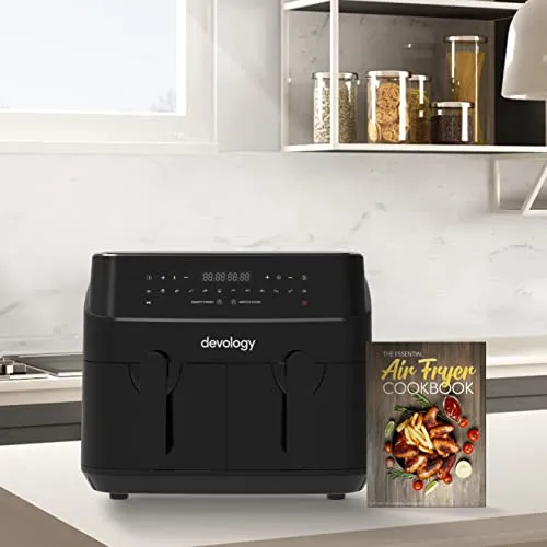 Devology Double Air Fryer - 9L - 2 x 4.5L Independent Dual Zone Air Fryer