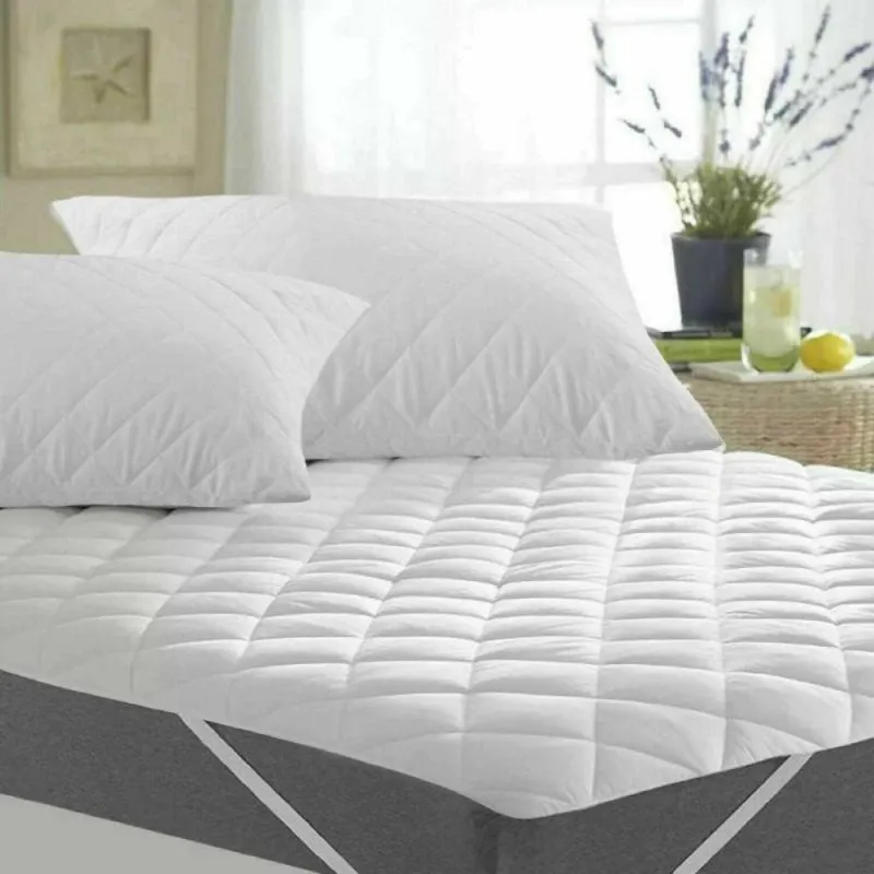 Diamond Pattern Fitted Mattress Topper With Stripes | Soft Mattress Pad