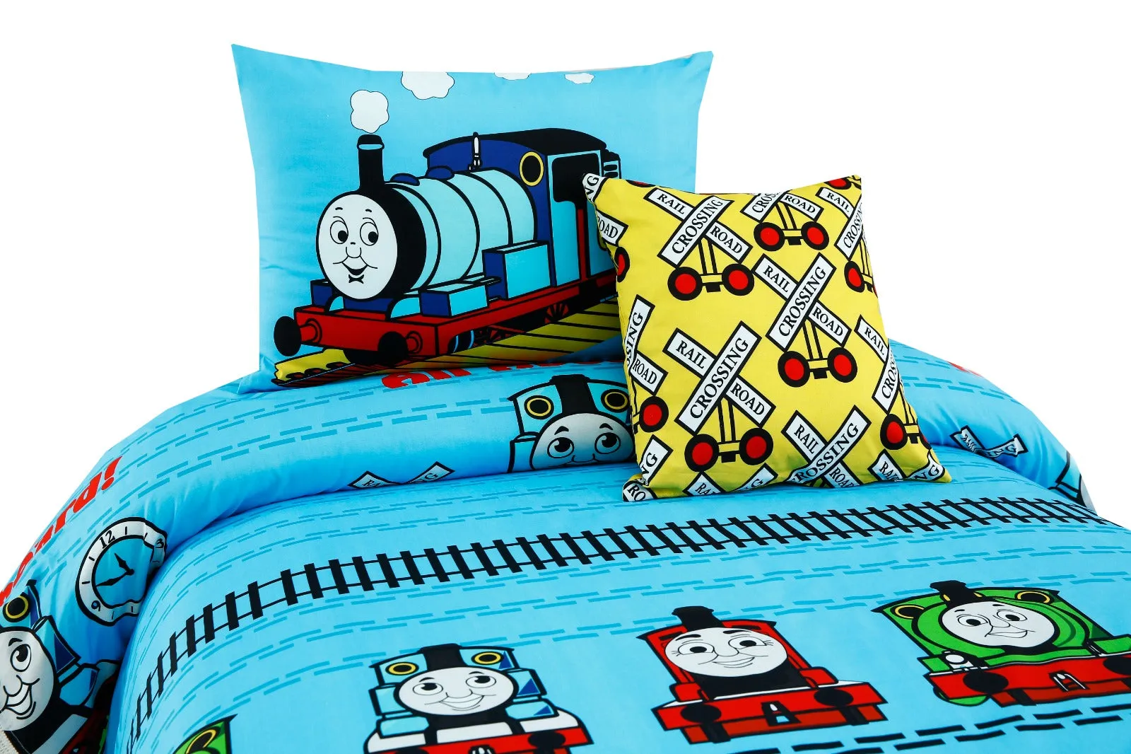 Digital Printed Junior Single Bed Sheet-Train Party