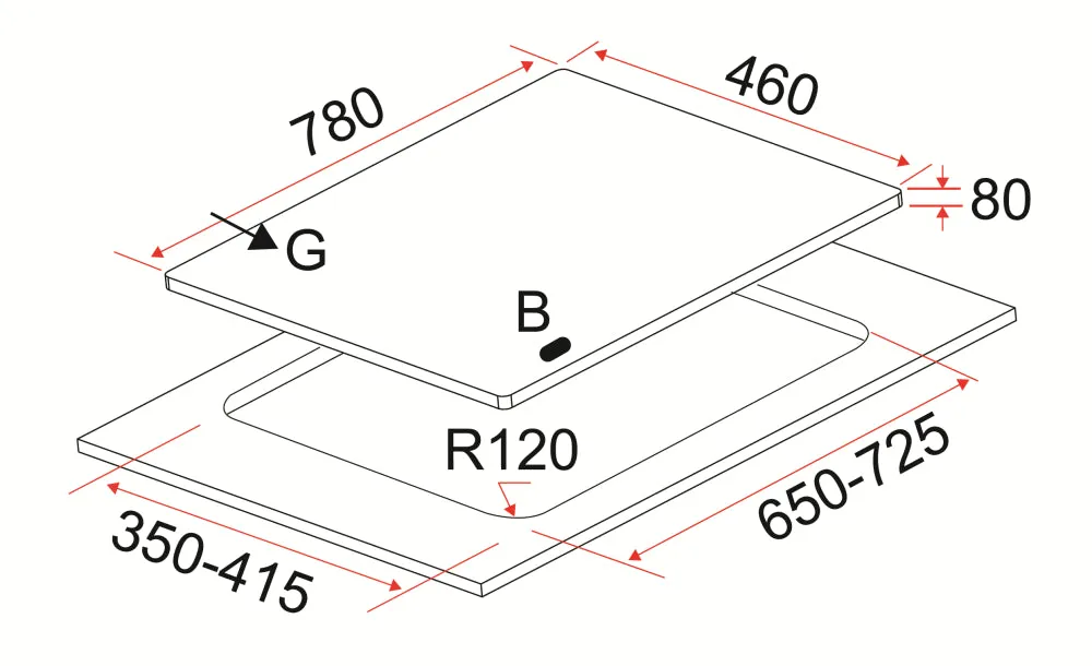 EFH7635WTVGB 78CM 3-BURNER GAS HOB