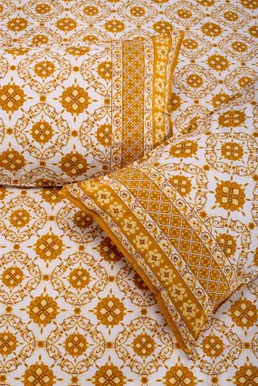 Emaline Jhaal Mustard Cotton Bedsheet