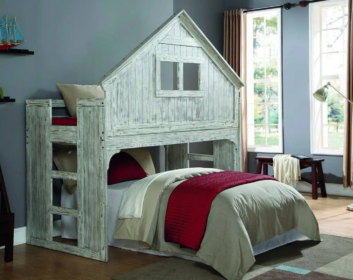 Ethan Distressed Tree House Loft Bed