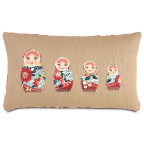 Folkloric Russian Doll Decorative Pillow Cover 13x22