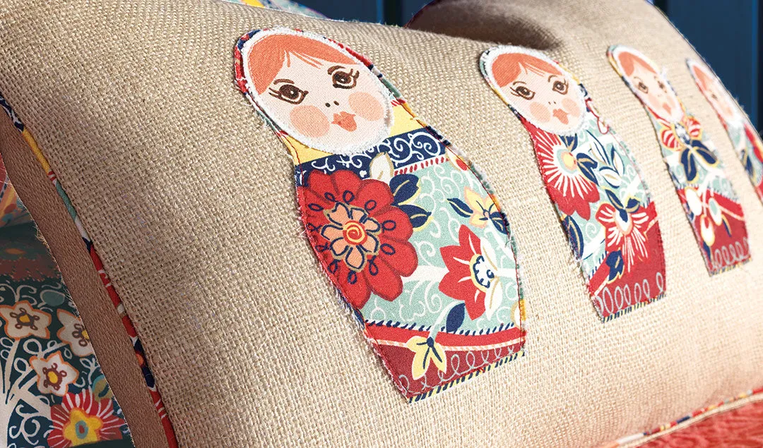 Folkloric Russian Doll Decorative Pillow Cover 13x22