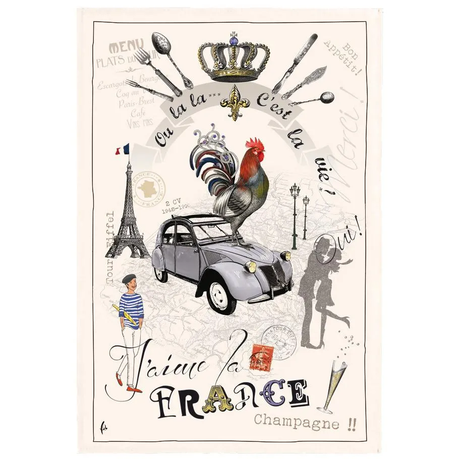 France Panorama Tea Towel by Torchons & Bouchons