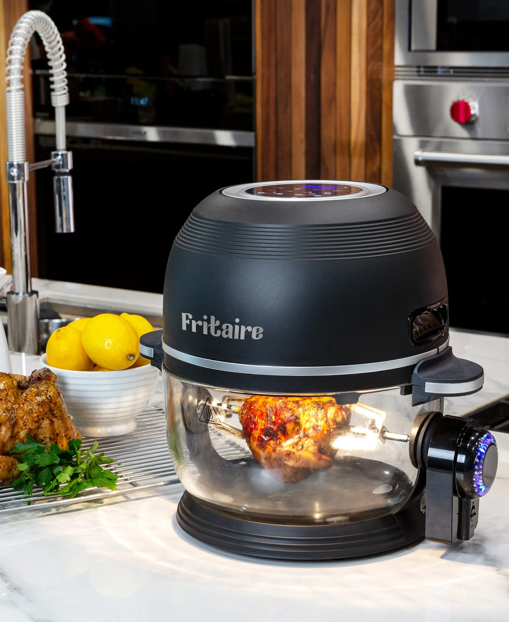 Fritaire Self-Cleaning Glass Bowl Air Fryer, 5-Qt, Black