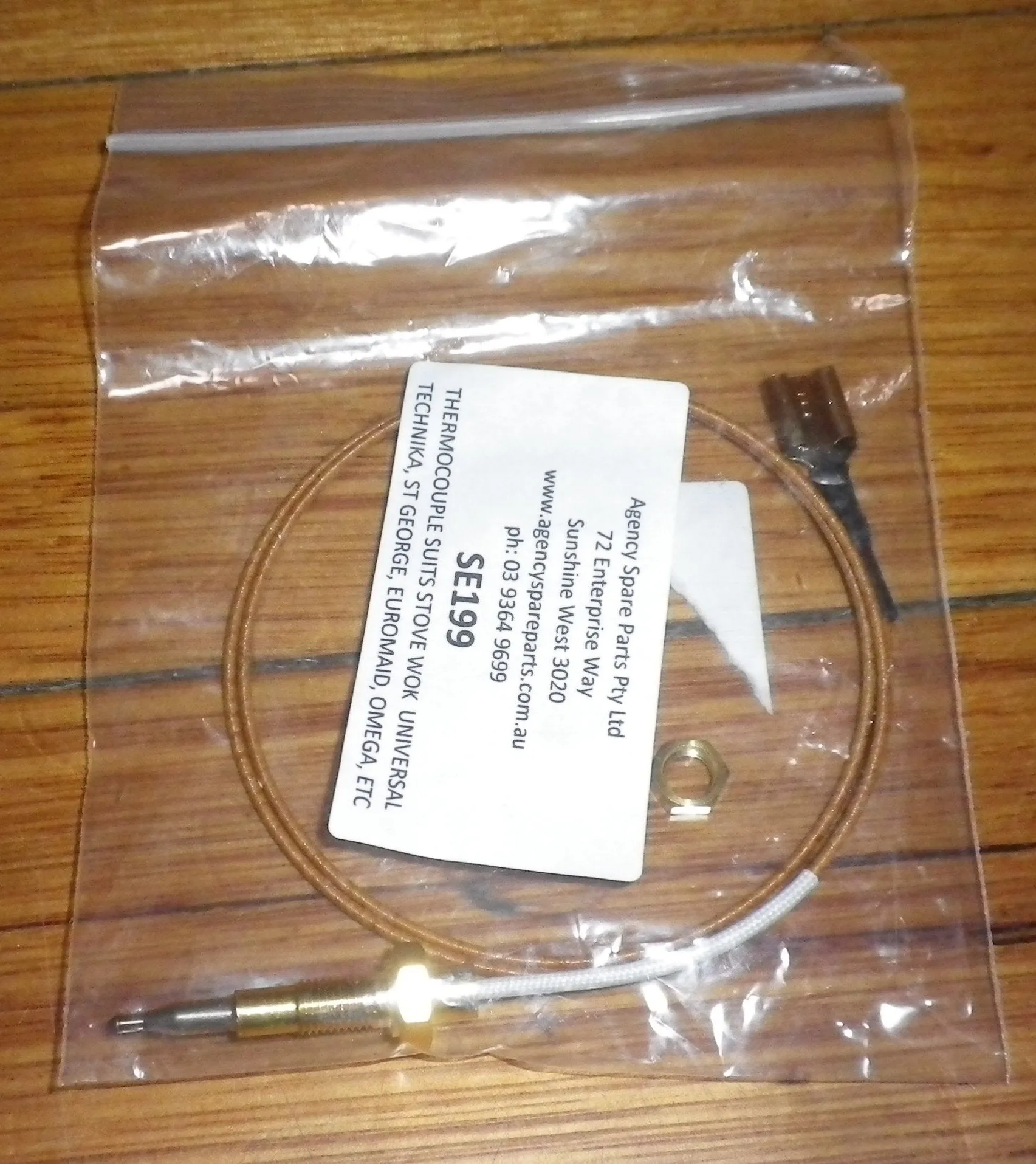 Gas Stove Wok Thermocouple suits Technika, Euromaid, St George - Part # SE199