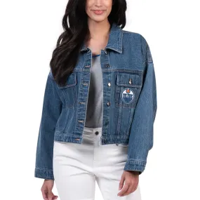 GIII Women's NHL Edmonton Oilers Denim Jacket