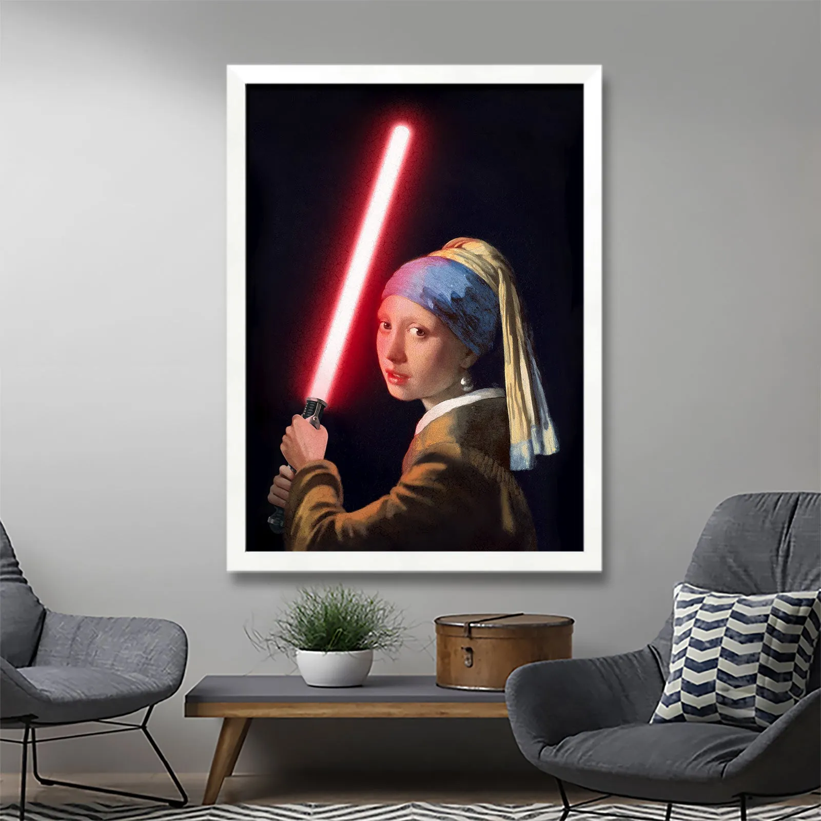 Girl with the lightsaber art print