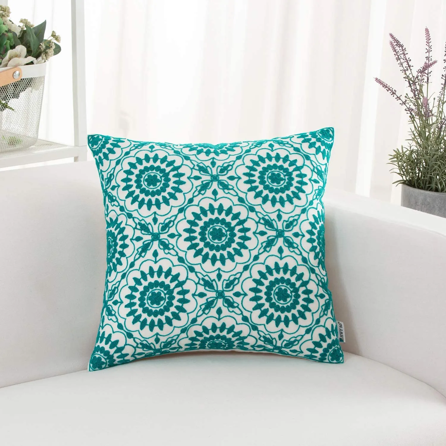 Green Floral Pillow