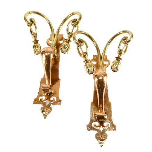 Handmade Arts and Crafts Brass and Copper Art Nouveau Wall Sconces in style of WAS Benson #2059