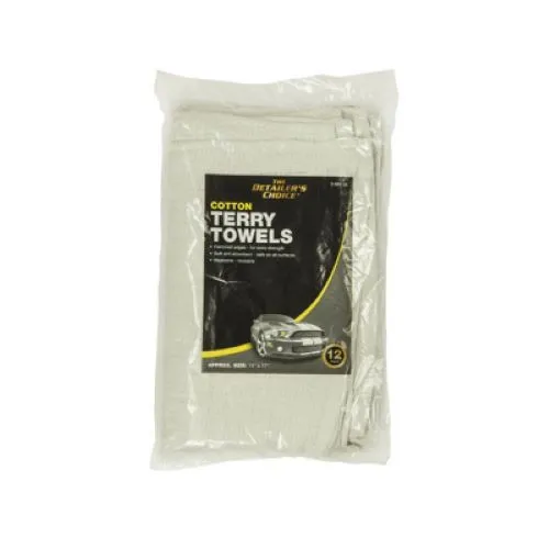 Hopkins 3-685-58 12-Pack Of 14" x 17" White Cotton Terry Cloth Car Detailing Cleaning Towels - Quantity of 10