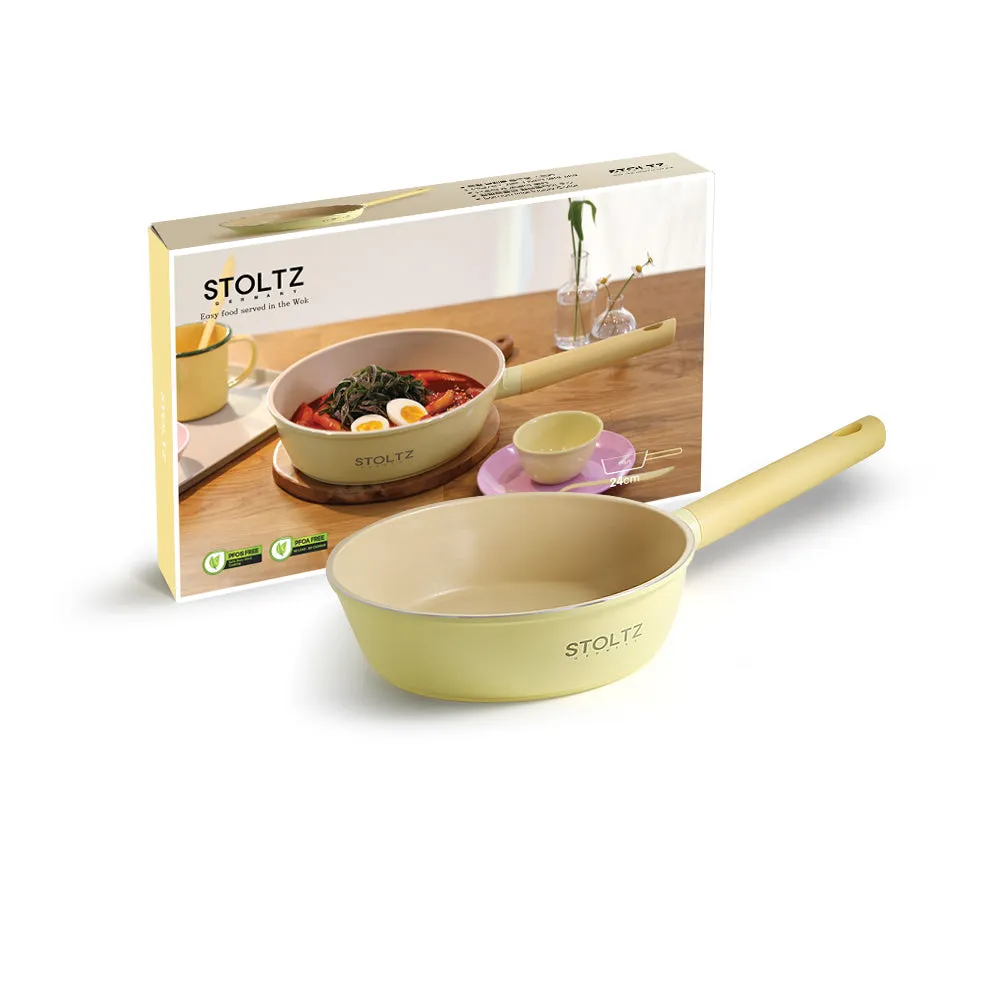 IH Ceramic Wok Pan 24cm Lemon Meringue (KG963311)