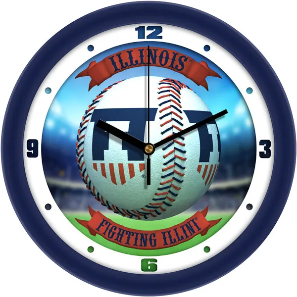 Illinois Fighting Illini Wall Clock - Baseball Home Run