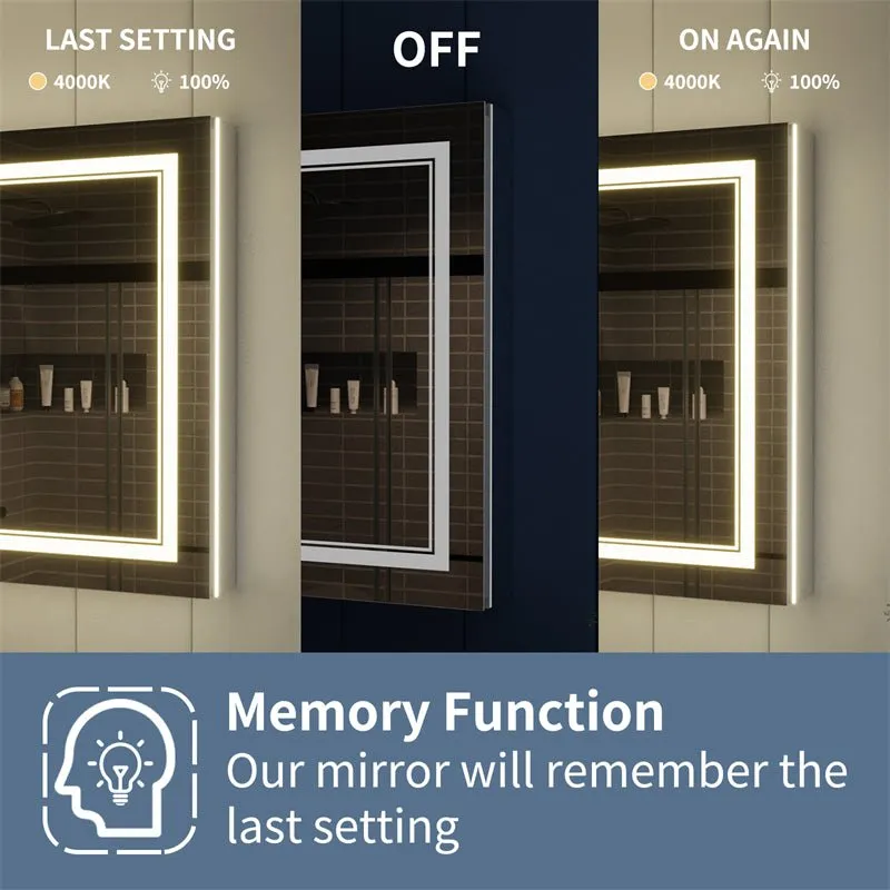 Illusion-B 30" x 32" LED Lighted Inset Mirrored Medicine Cabinet with Magnifiers Front and Back Light