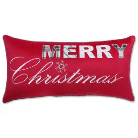 Indoor Merry Christmas Red Rectangular Throw Pillow Cover