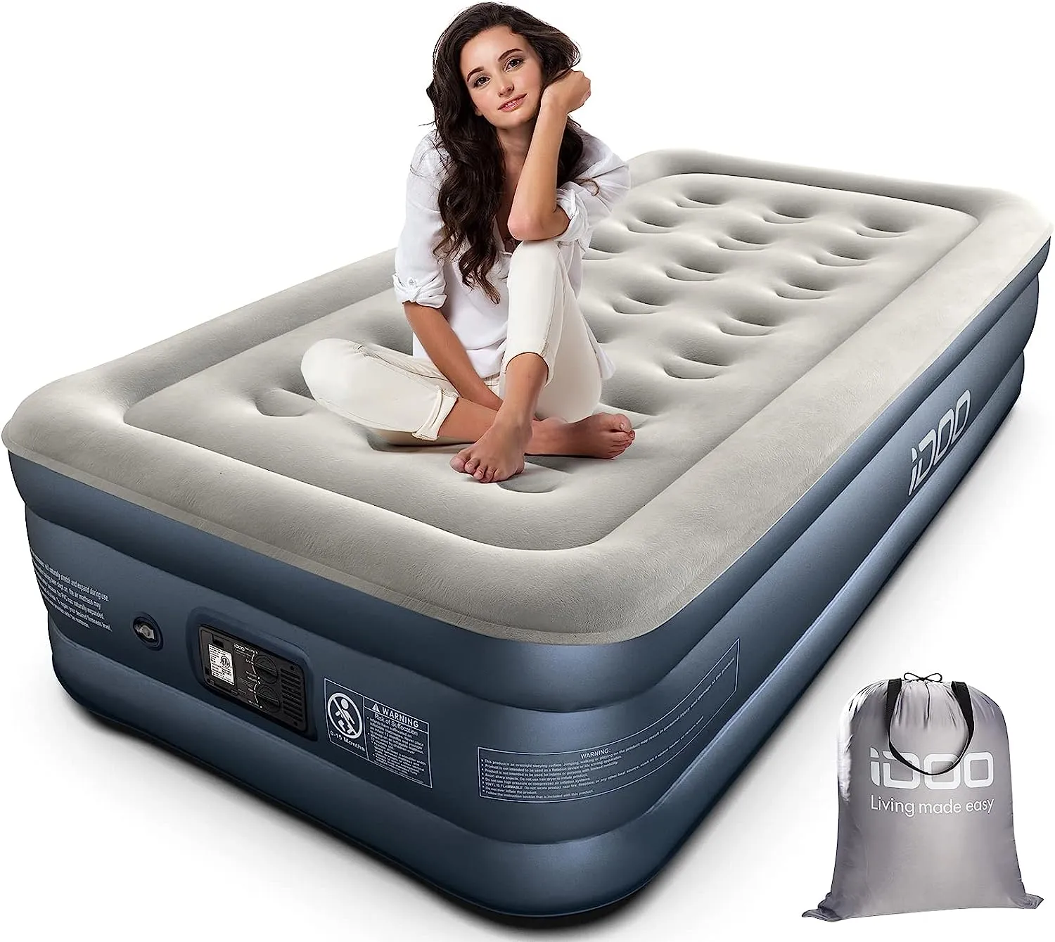 ITEM# 0164   Air Mattress Airbed with Built-in Pump, Blow Up Mattress Fast Inflatable Deflatable, Easy to Store (Watch Video)