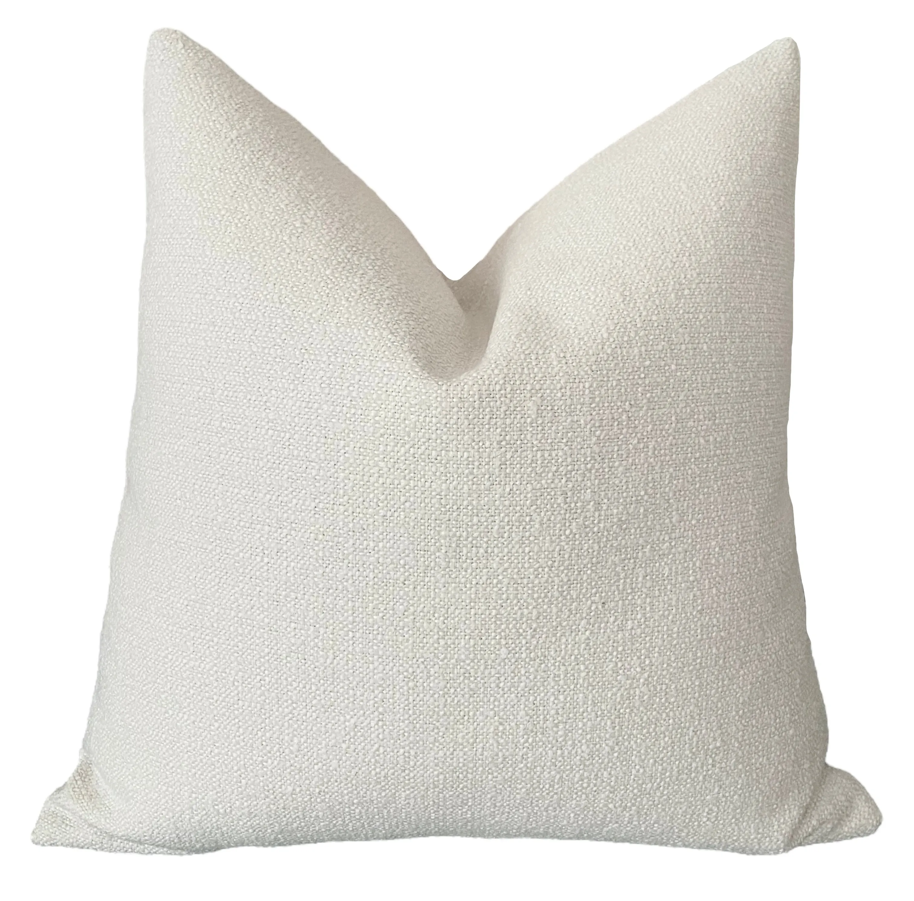 Ivory Bouclé Performance Pillow Cover / Solid Ivory Boho pillow / Woven Throw Pillow Cover / Indoor Outdoor Pillow Case