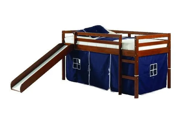 Jason Loft Bed with Slide & Blue Tent