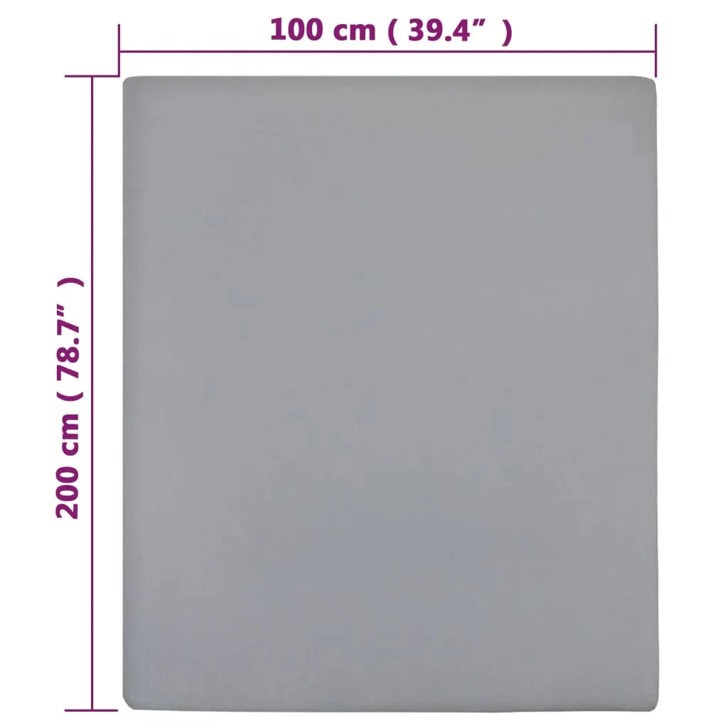 Jersey Fitted Sheet Grey 100x200 cm Cotton