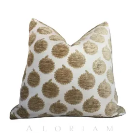 John Robshaw Designer Jama Beige Velvet Dots Pillow Cover