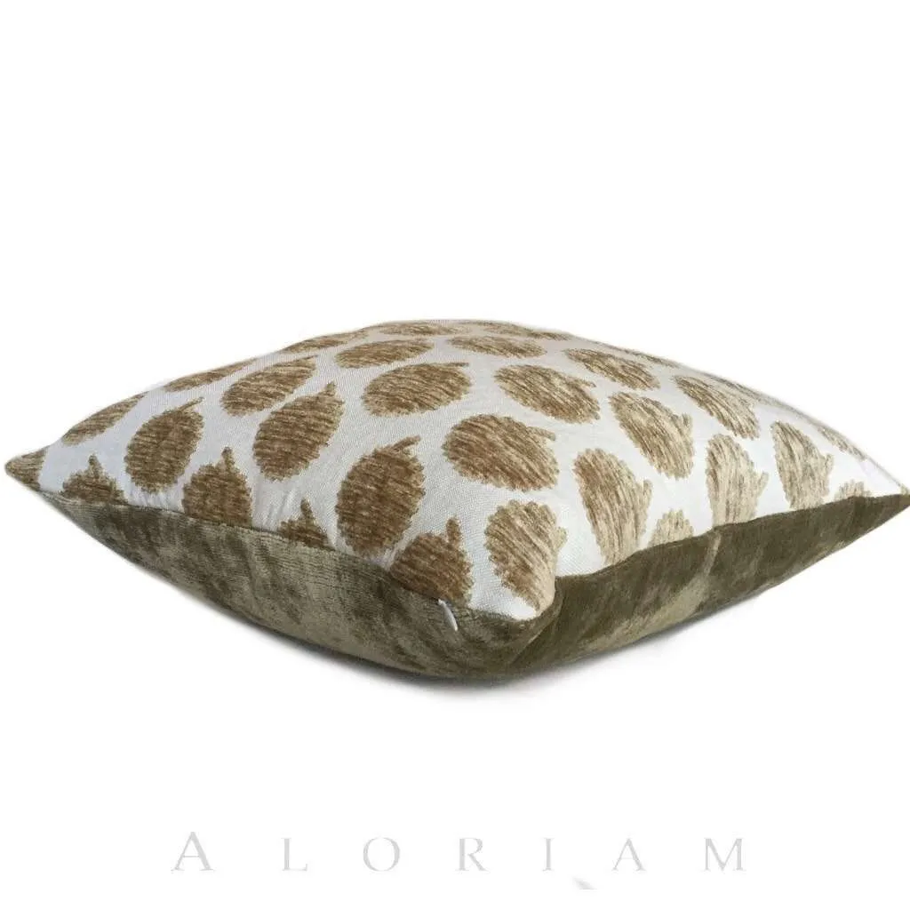 John Robshaw Designer Jama Beige Velvet Dots Pillow Cover