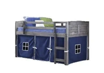 Jordan Gray Twin Loft Bed with Blue Tent