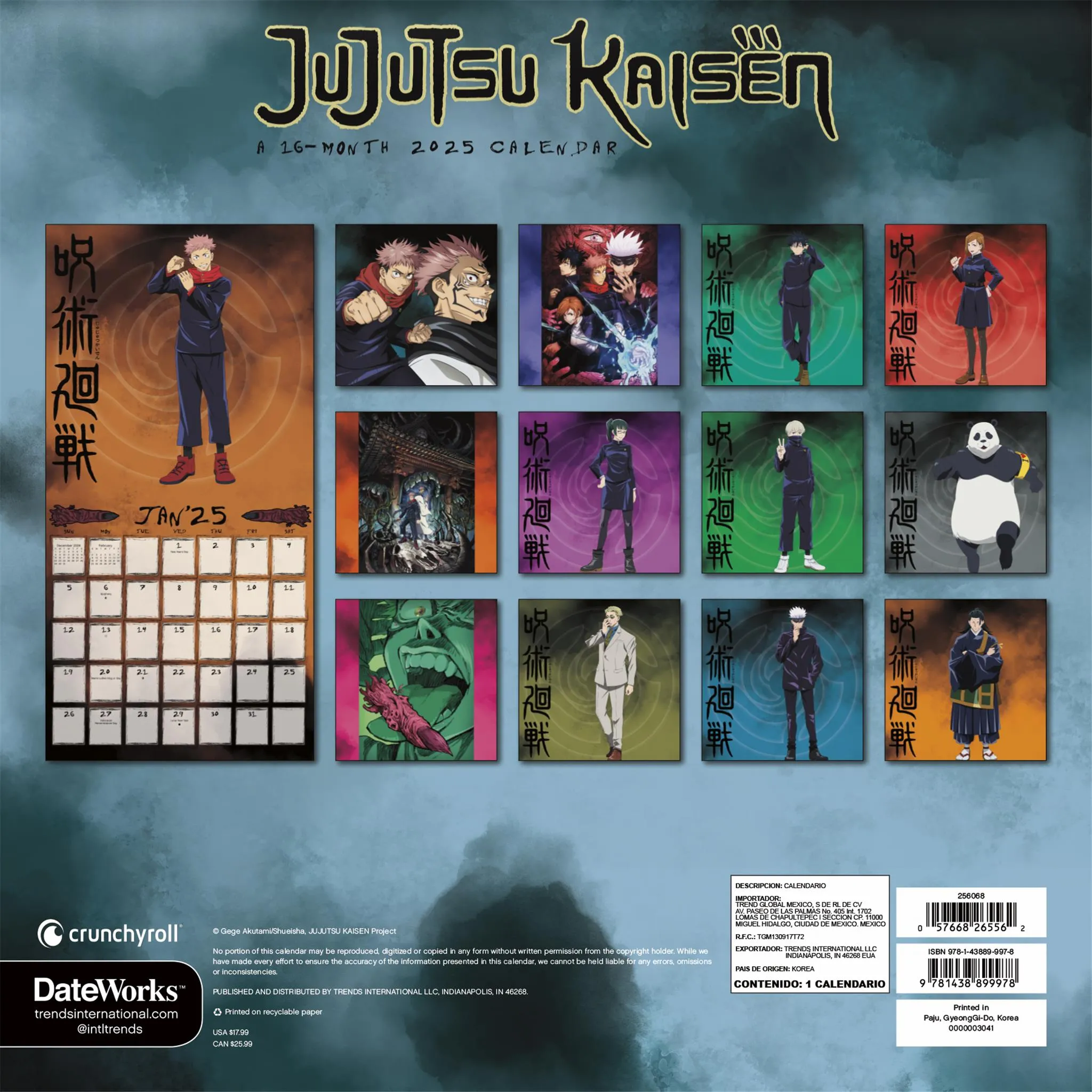 Jujutsu Kaisen Wall 2025 Calendar - Online Exclusive