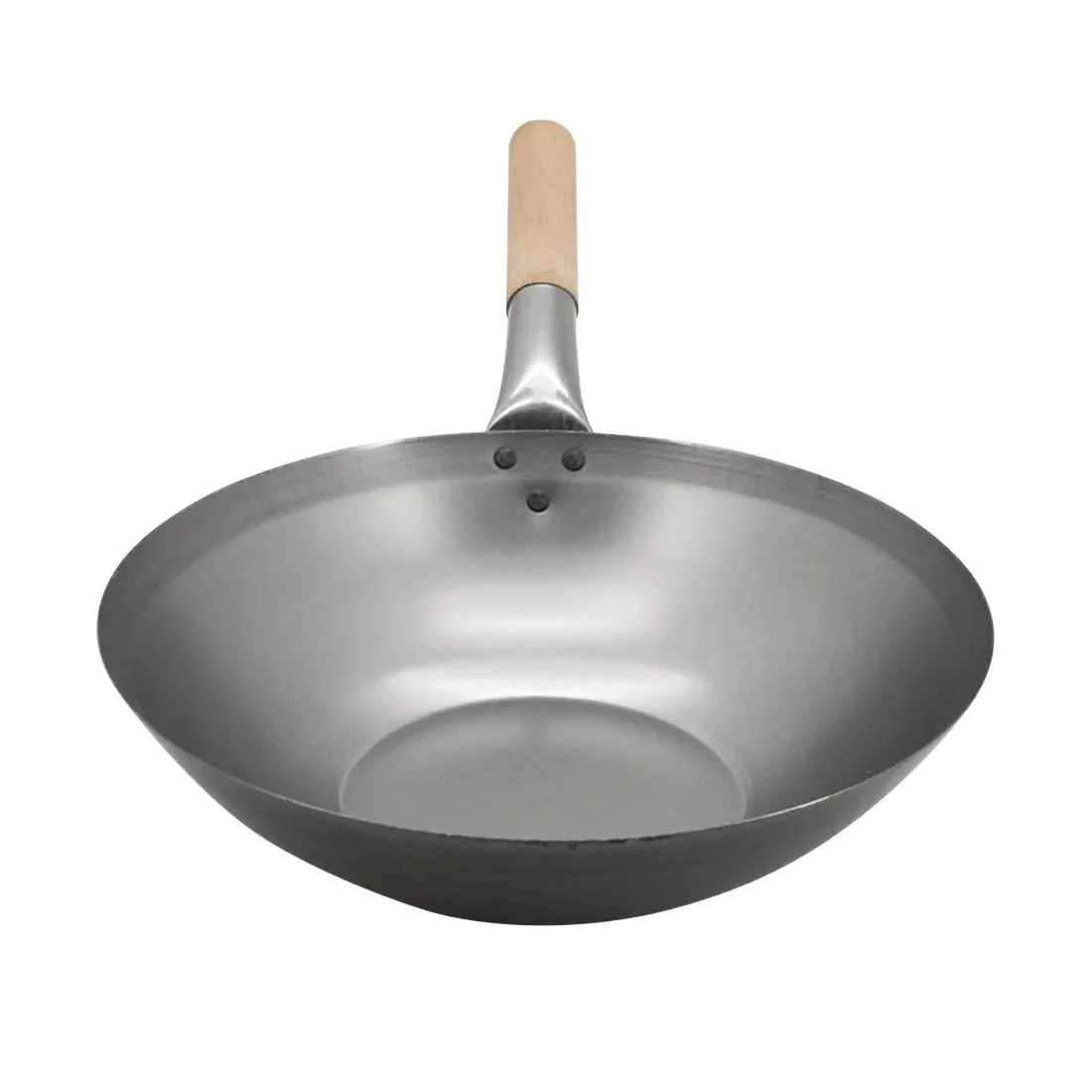 K296 Vogue Mild Steel Wok Flat Base 330mm