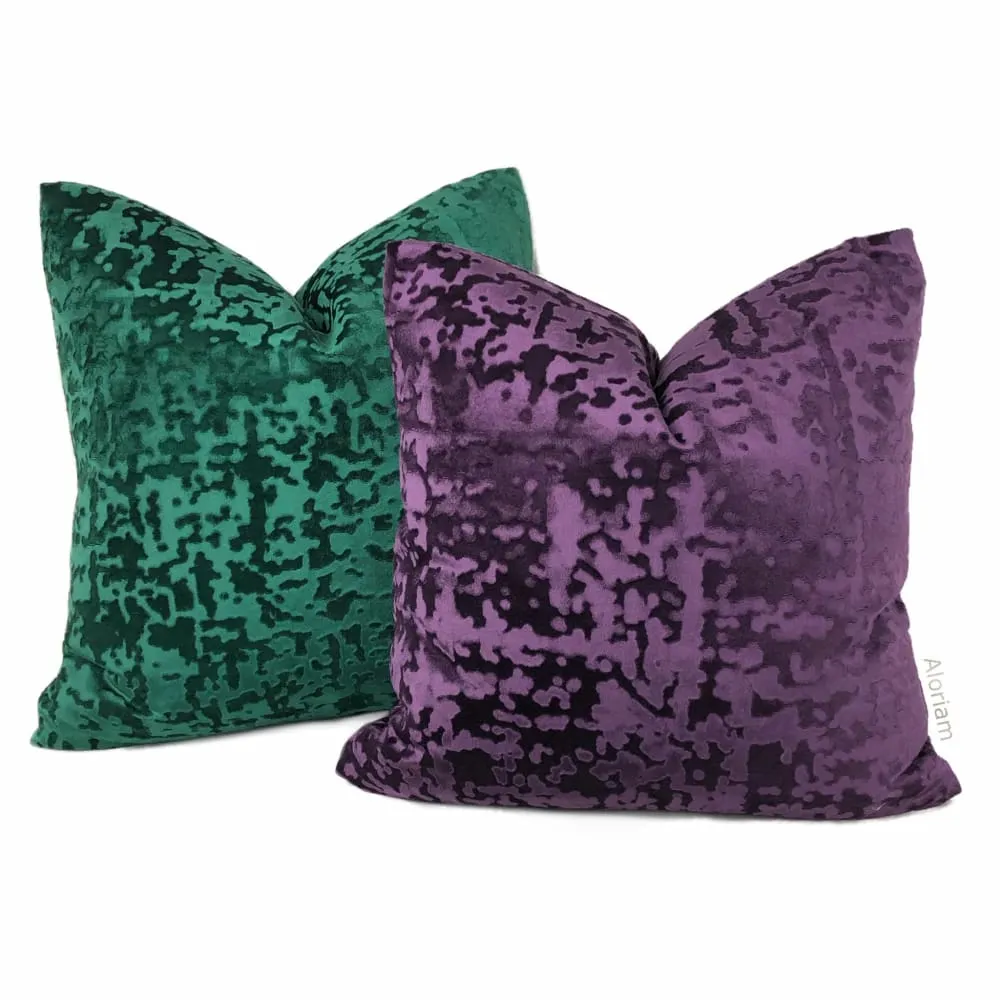 Kael II Grape Purple Abstract Distressed Tonal Velvet Pillow Cover