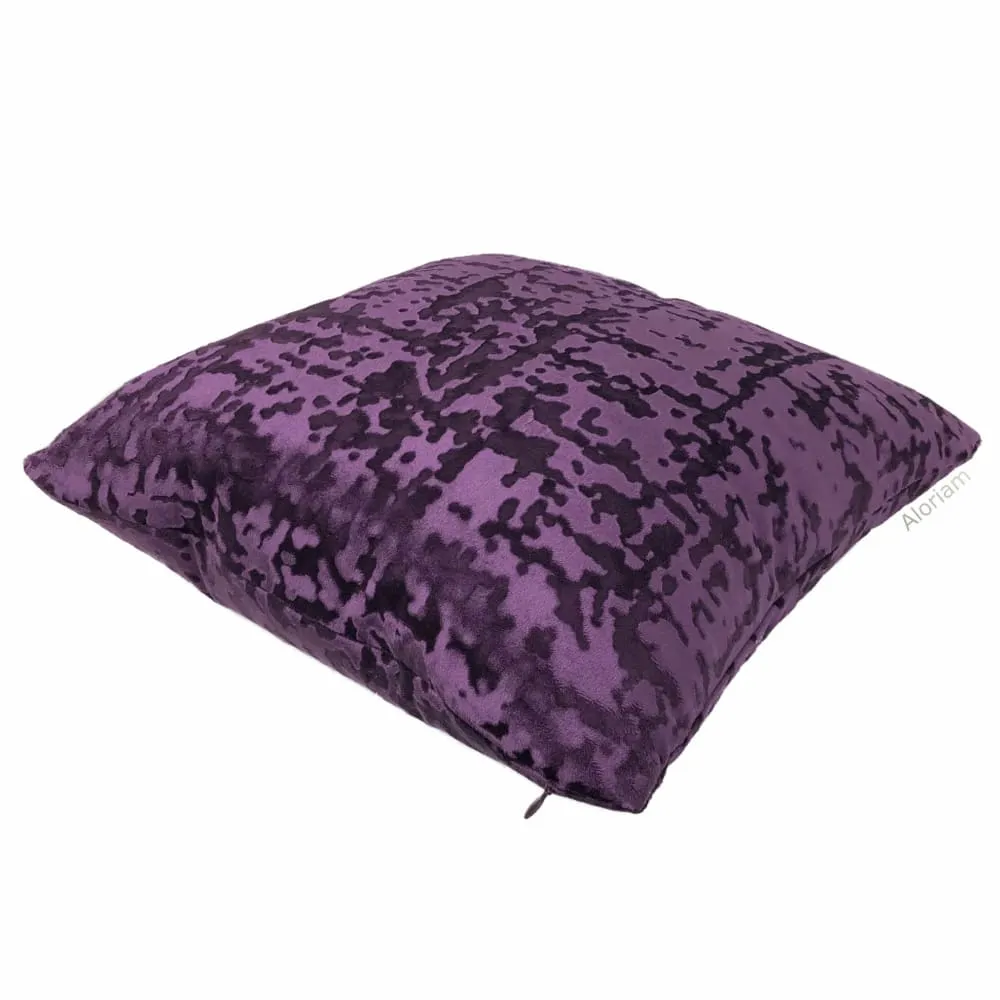 Kael II Grape Purple Abstract Distressed Tonal Velvet Pillow Cover