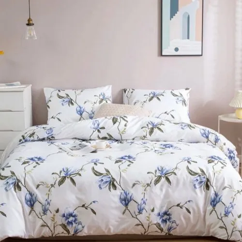 King Size 6 pieces, Spring Flower Design Cobalt Color, duvet cover set.