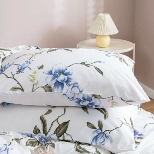 King Size 6 pieces, Spring Flower Design Cobalt Color, duvet cover set.