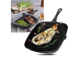 Kitchen Cast Iron Steak Pan - Non-stick Skillet Grill Pan